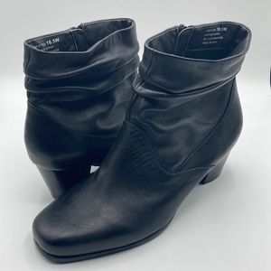 David Tate Black Leather Ankle Zip Up Booties Women's Size 10.5